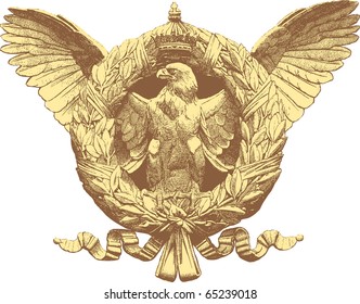 vector vintage drawing of the eagle with crest and crown