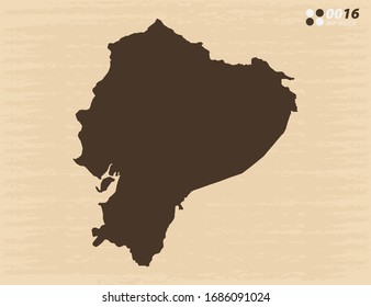 Vector vintage de Ecuador mapa sobre viejos antecedentes de papel.