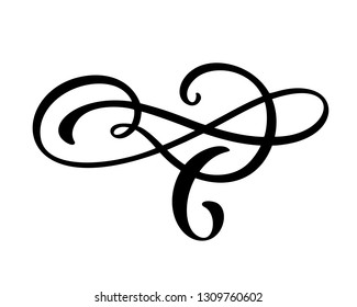 Vector vintage elegant divider or separator, swirl or corner decorative ornament. Floral line filigree design element. Flourish curl for invitation or menu page illustration