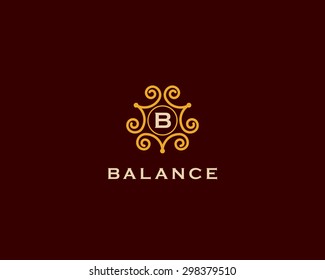Vector vintage elegant insignia, monogram, frame, label, logo design template in line style. 
