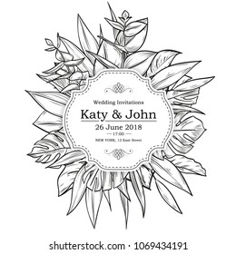 Vector vintage elegant wedding invitation