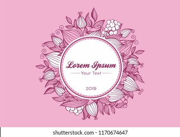 Vector vintage elegant wedding invitation with flowers, leaves and berryes.