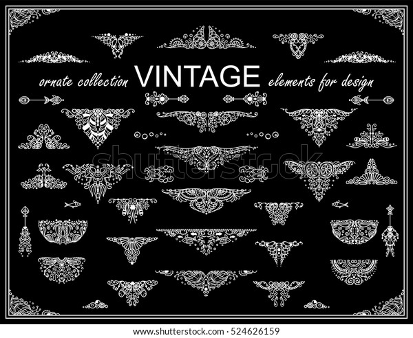 Vector vintage elements for design. Photo decor\
stickers. Corners, borders, triangles in ornate hand-drawn style.\
Seaweed, snail, shell, coral, ocean, sea, water, undersea elements,\
black and white