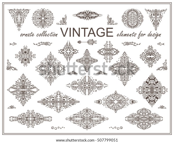 Vector vintage elements\
for design. Round, square, stars for logo, emblem, labels, stamps,\
dividers. Seaweed, snail, shell, coral, ocean, sea, undersea\
elements, classic\
design
