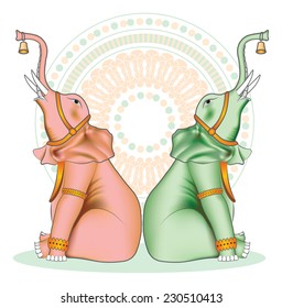 Vector vintage elephants illustration