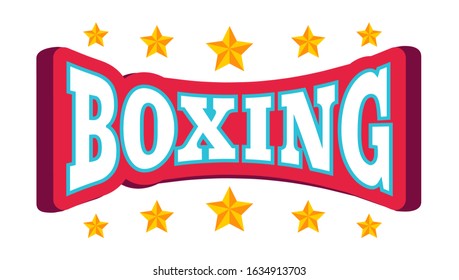 Vector vintage emblem for boxing with crown. Vector logo with crown and stars for boxing.