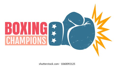 Vector vintage emblem for a boxing with glove. Vintage logo for boxing with glove.