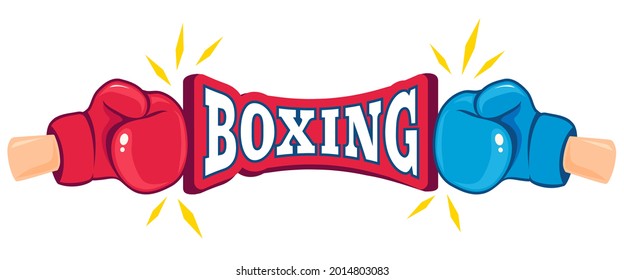 Vector vintage emblem for boxing with gloves. Vector logo boxing club.