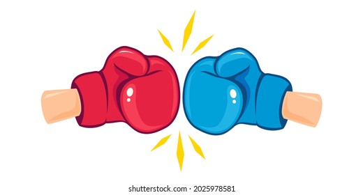 Vector vintage emblem for boxing with gloves. Vector logo for boxing club.