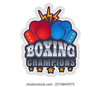 Vector vintage emblem for a boxing with gloves. Retro Sport logo for boxing