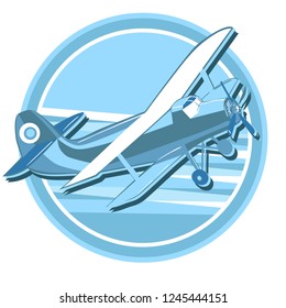 Vector vintage emblem label with airplane