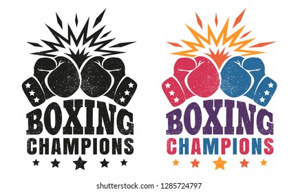 Vector vintage emblems for a boxing with gloves. Logo for boxing