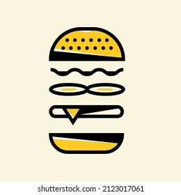 Vector vintage engraving illustration of burger ingredients. Suitable for poster, menu, web, banner, infographic, logo and apparel.