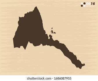 Vector vintage of Eritrea map on old paper background.