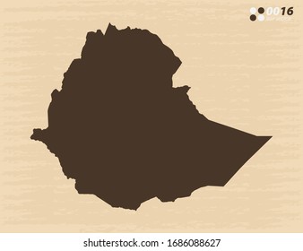 Vector vintage de Etiopía mapea sobre el viejo fondo de papel.