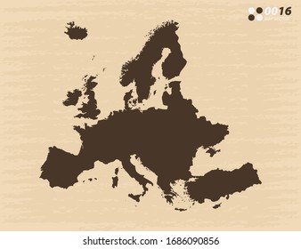 Mapa vectorial de Europa sobre viejos antecedentes de papel.