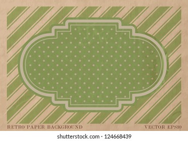 Vector vintage faded paper background with a retro frame - green