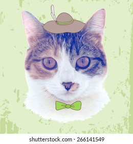 vector vintage fashion cat