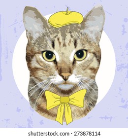 vector vintage fashion cat