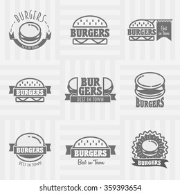 Vector vintage fast food logo set. Retro food logotypes collection