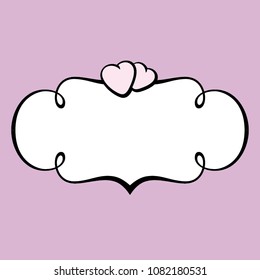Vector vintage feminine blank logo template frame on pink background