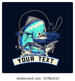 Vector vintage fisherman with boats for logo design