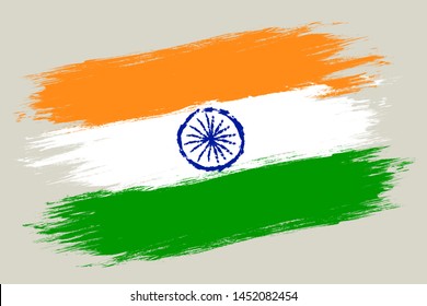 Bandera vectorial de la India. Bandera indian vectorial en estilo grunge. Día de la Independencia de la India.