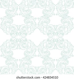 Vector Vintage floral acanthus Pattern ornament Imperial style. Ornate floral element for fabric, textile, design, wedding invitations, greeting cards, wallpaper. Opal blue color
