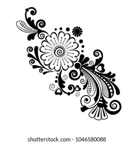 vector vintage floral  background. Black and white pattern