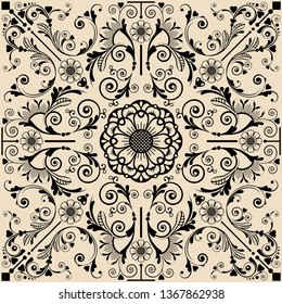 vector vintage floral  background with decorative flowers for design