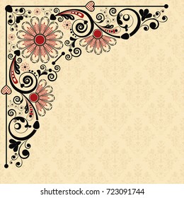 vector vintage floral  background with decorative flowers for design