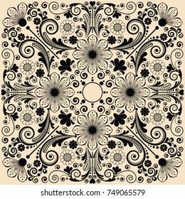 vector vintage floral  background with decorative flowers for design