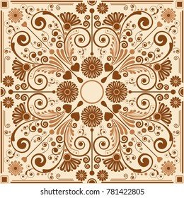 vector vintage floral  background with decorative flowers for design