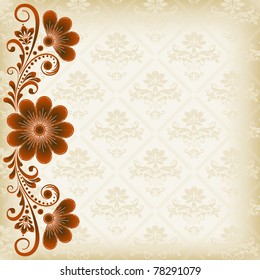 vector vintage floral  background with decorative flowers for design