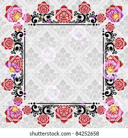 vector vintage floral  background with decorative flowers for design