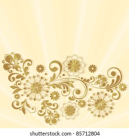 vector vintage floral  background with decorative flowers for design