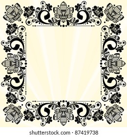 vector vintage floral  background with decorative flowers for design