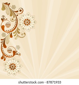 vector vintage floral  background with decorative flowers for design