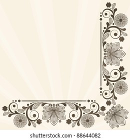 vector vintage floral  background with decorative flowers for design