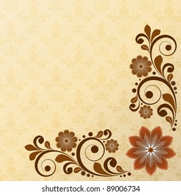 vector vintage floral  background with decorative flowers for design