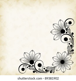 vector vintage floral  background with decorative flowers for design