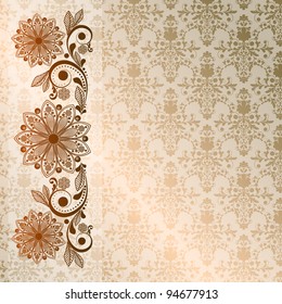 vector vintage floral  background with decorative flowers for design