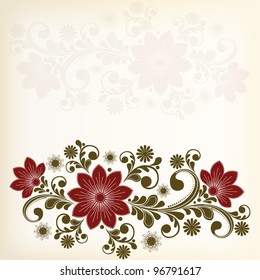 vector vintage floral  background with decorative flowers for design