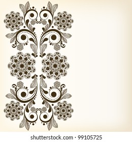 vector vintage floral  background with decorative flowers for design