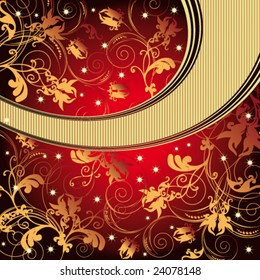 Vector Vintage fondo floral Rojo y Oro