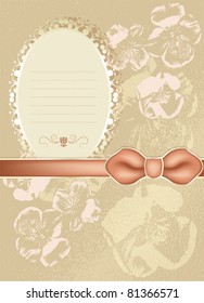 vector vintage floral background  with silk ribbon and bow