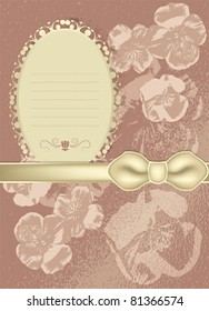 vector vintage floral background  with silk ribbon and bow
