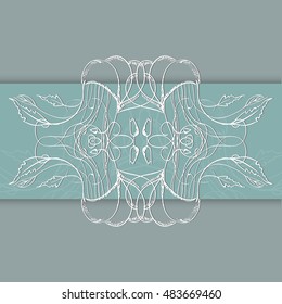 Vector vintage floral border. Abstract hand drawn ornament for greeting cards, invitations in pastel colors. Ornate of leaves and flowers in elements for decor and design. 

