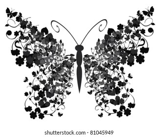 vector vintage floral butterfly