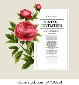 Vector Vintage floral card. Used as a greeting card for background of Valentine  day, birthday, mother  day, wedding or any other design 